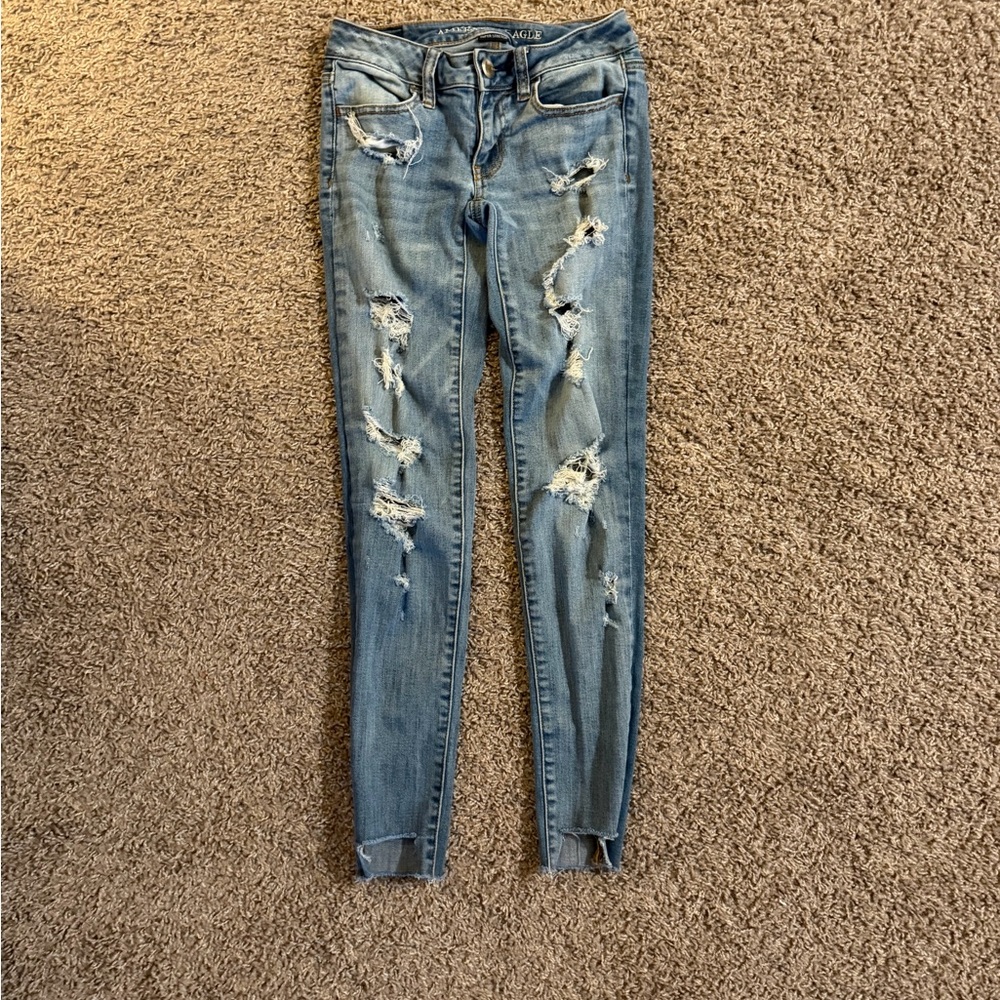 Distressed Super Low Rise Jeggings